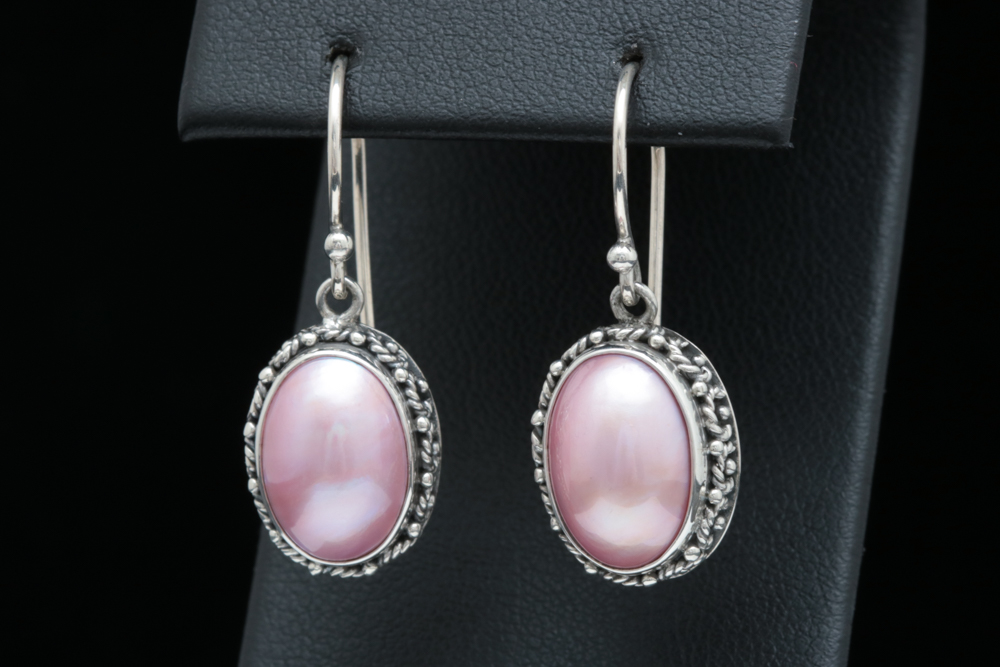 Sterling Silver and Pink Mother of Pearl Earrings