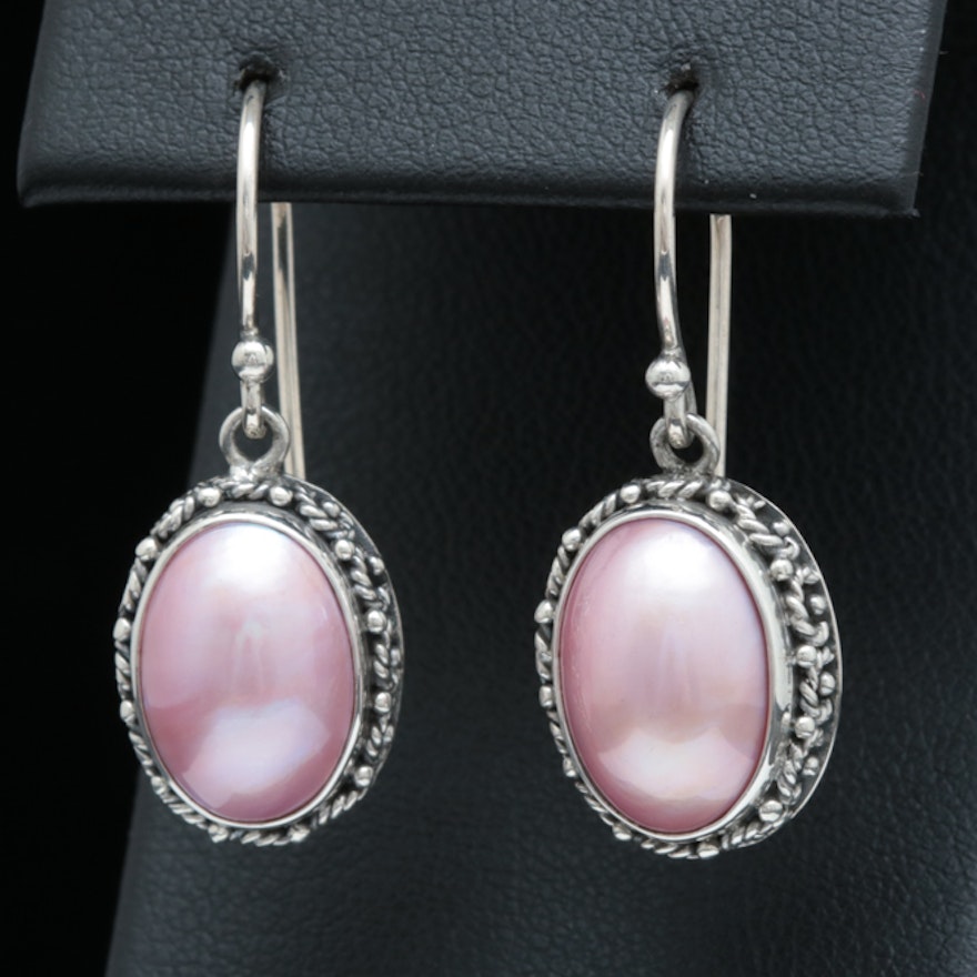 Sterling Silver and Pink Mother of Pearl Earrings