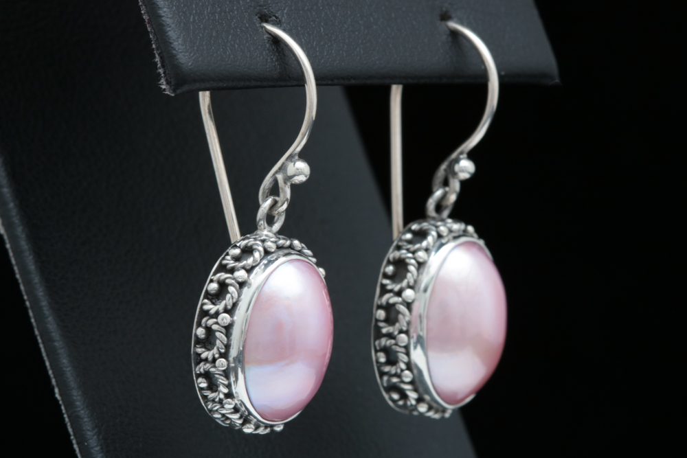 Sterling Silver and Pink Mother of Pearl Earrings