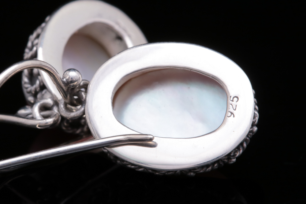 Sterling Silver and Pink Mother of Pearl Earrings
