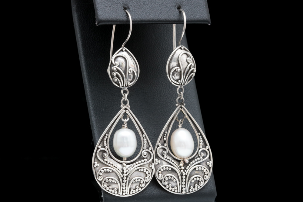 Sterling Silver and Freshwater Pearl Dangle Earrings