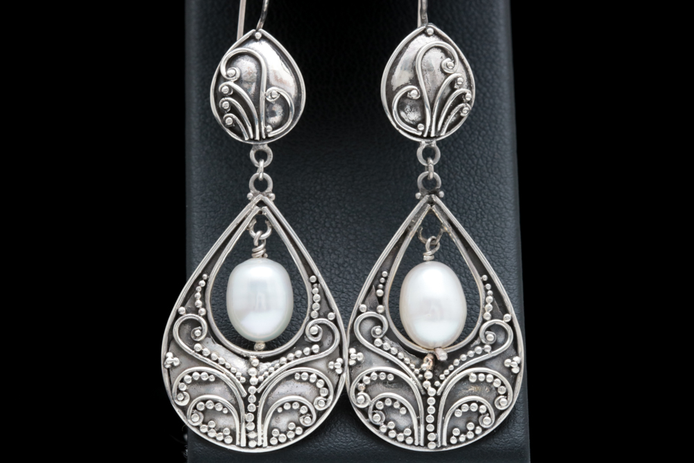 Sterling Silver and Freshwater Pearl Dangle Earrings