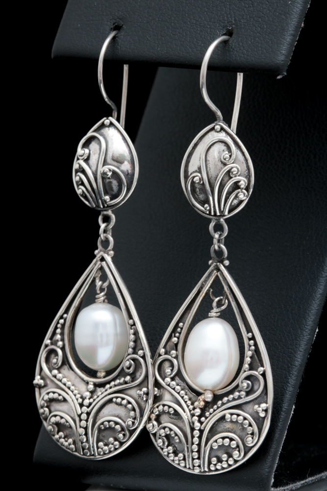 Sterling Silver and Freshwater Pearl Dangle Earrings
