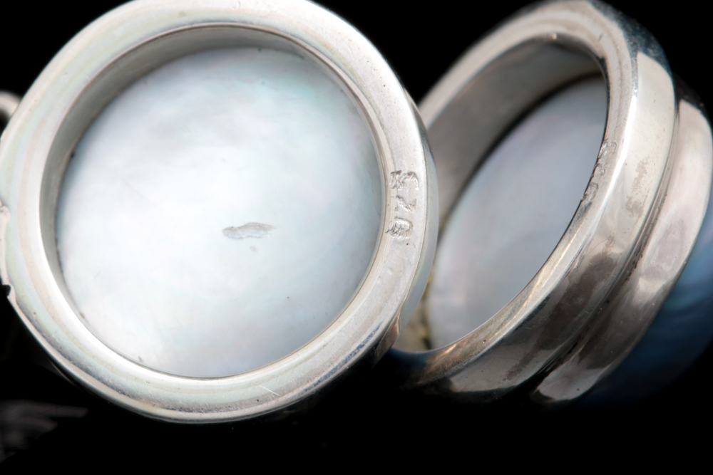 Sterling Silver and Blue Mabé Pearl Earrings