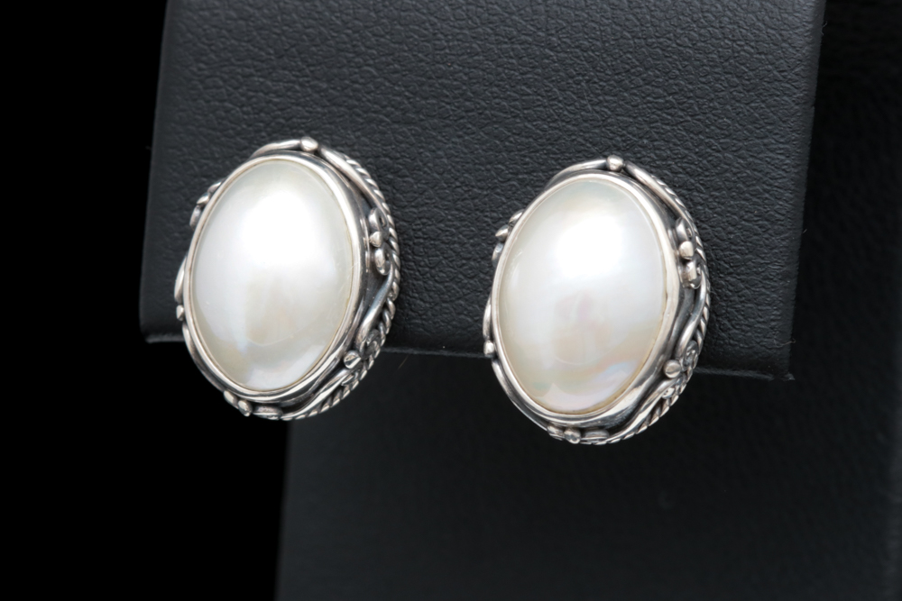 Sterling Silver and Mabé Pearl Earrings