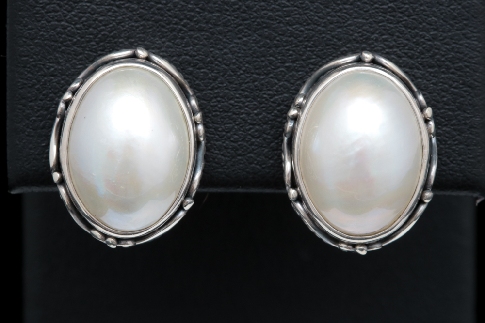 Sterling Silver and Mabé Pearl Earrings
