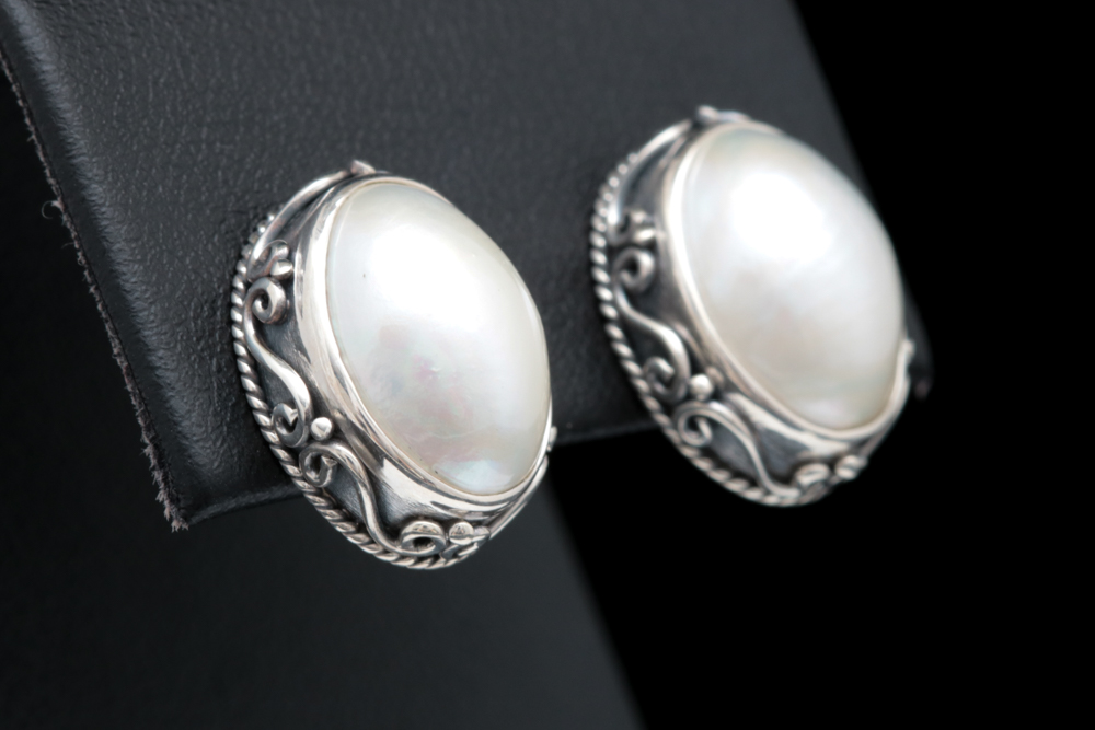 Sterling Silver and Mabé Pearl Earrings