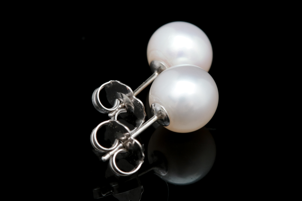14K White Gold and Cultured Pearl Stud Earrings