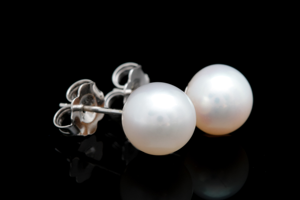 14K White Gold and Cultured Pearl Stud Earrings