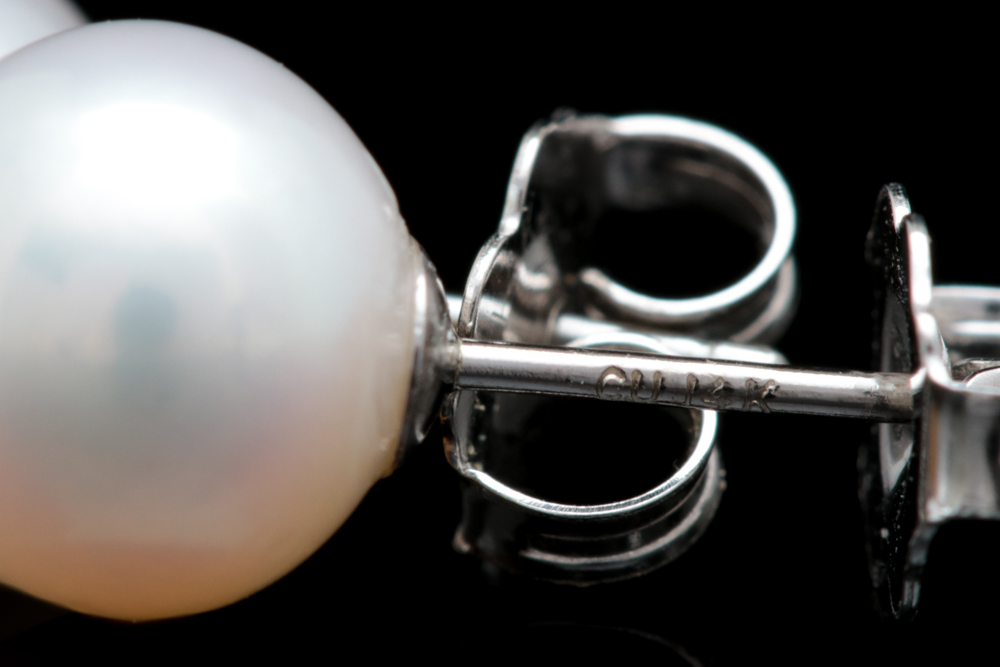 14K White Gold and Cultured Pearl Stud Earrings