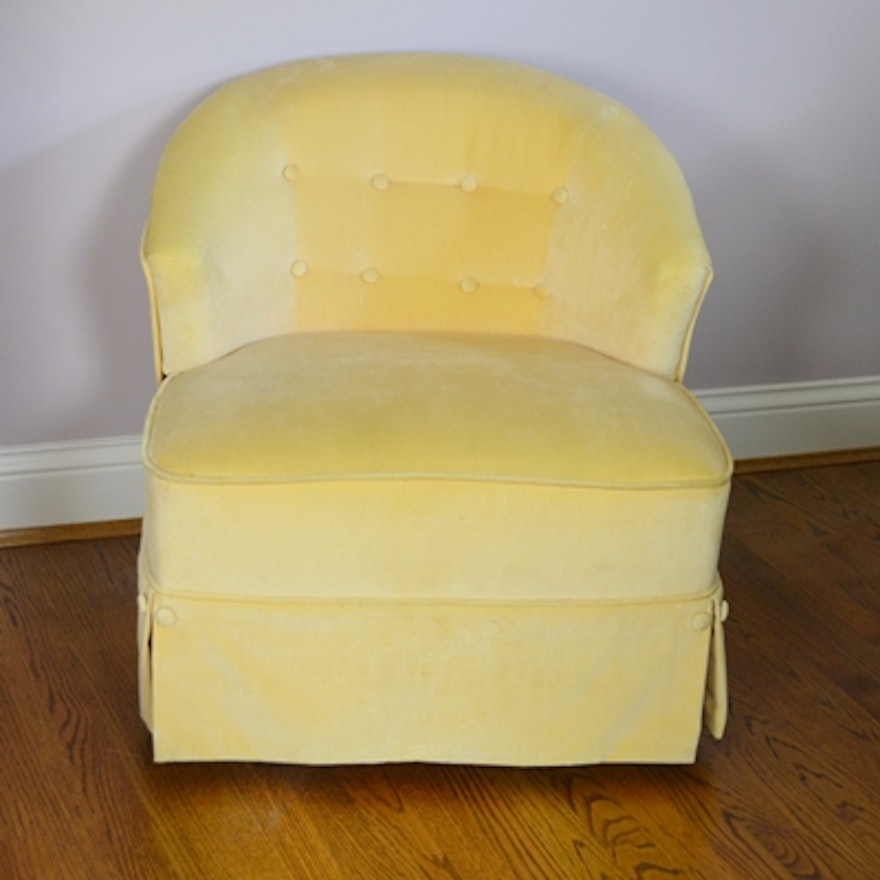 Canary Yellow Upholstered Swivel Chair