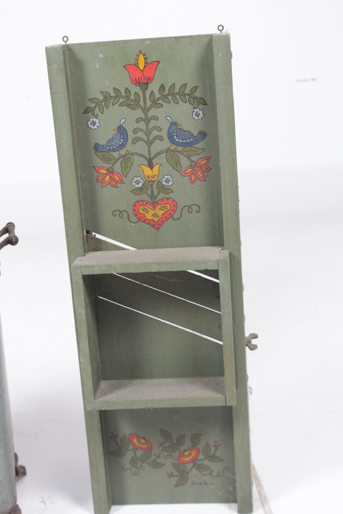 Vintage Tole Painted Ash Bin and Slaw Cutter