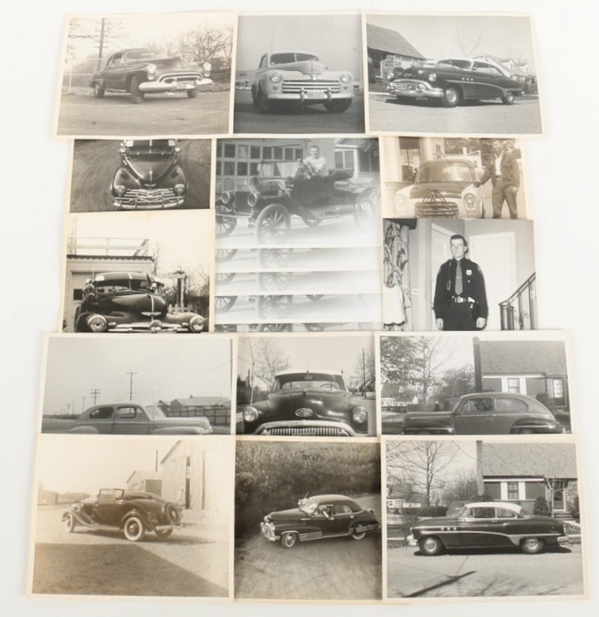 Albumen and Black and White Photographs Featuring Photos of Cars