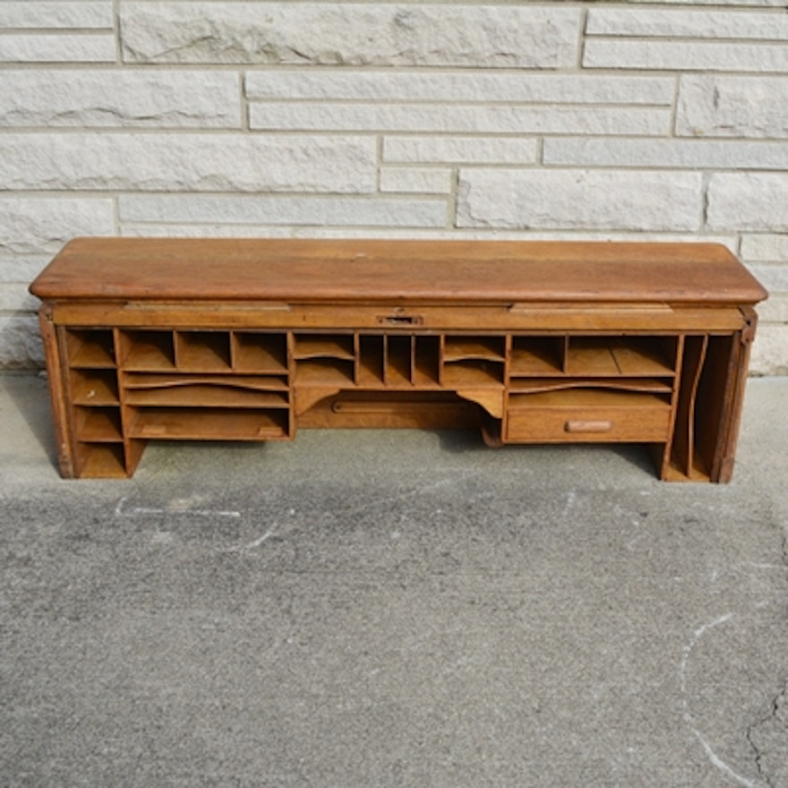 Repurposed Roll-Top Oak Bench