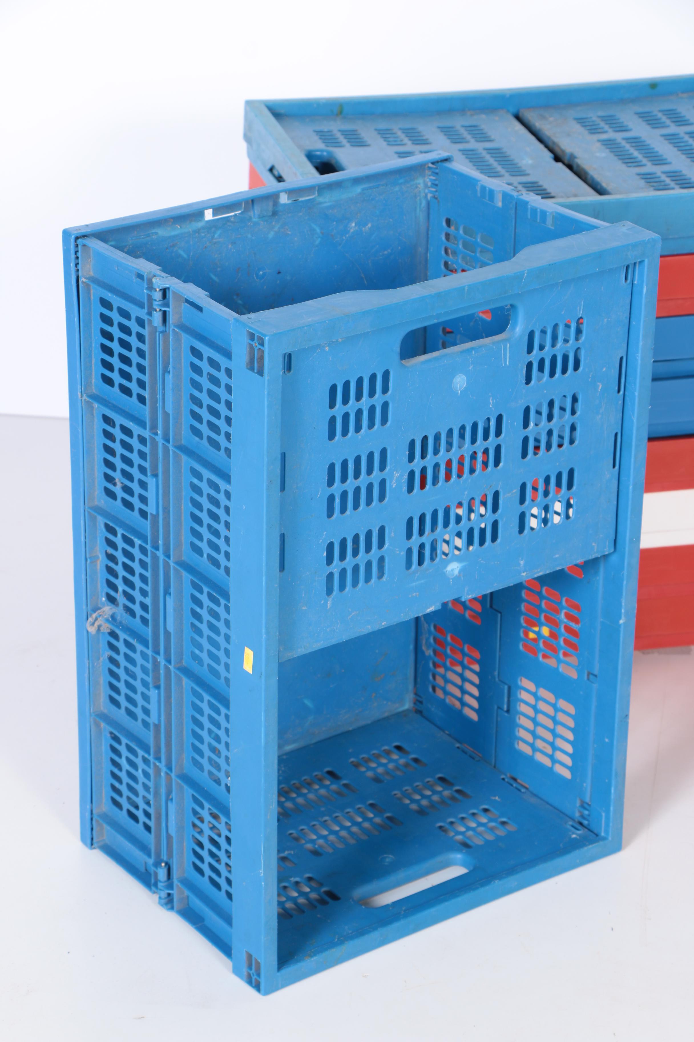 Collection of Folding Plastic Tote Boxes