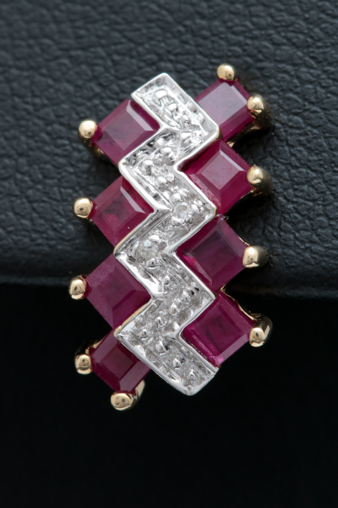 10K Yellow Gold, 1.92 CTW Ruby and Diamond Earrings