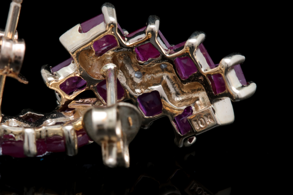 10K Yellow Gold, 1.92 CTW Ruby and Diamond Earrings