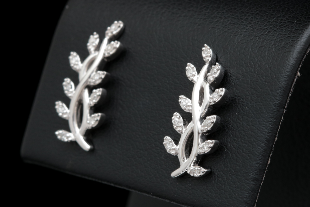 10K White Gold and Diamond Ear Climbers