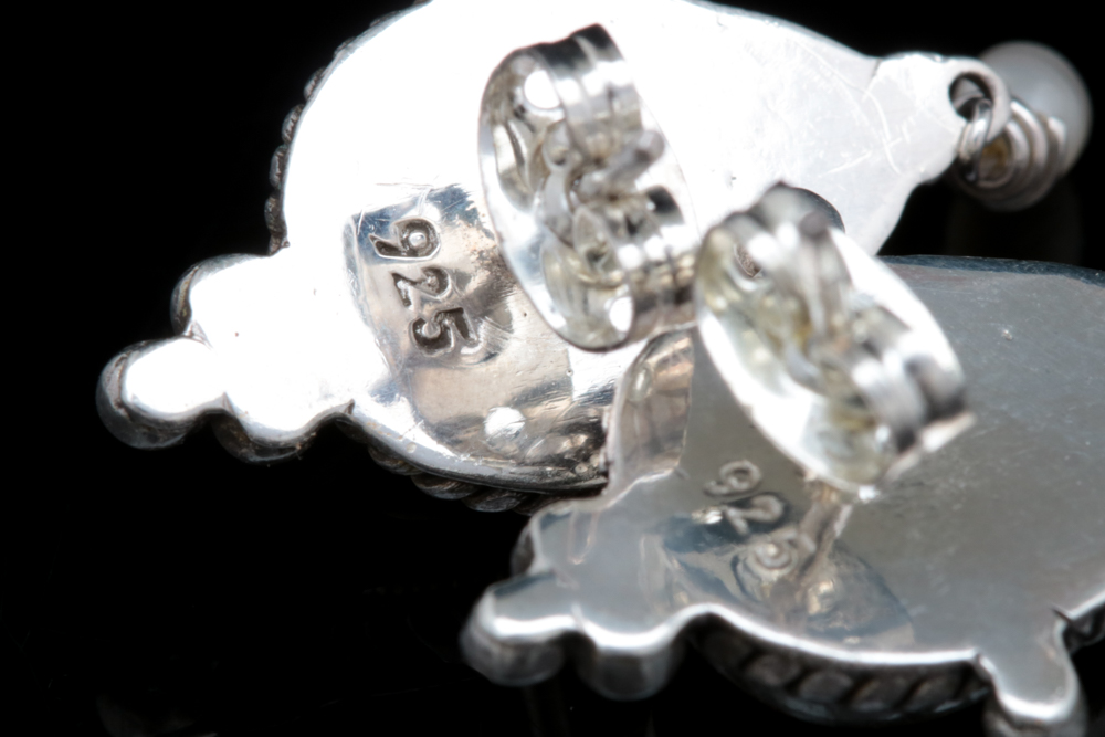 Sterling Silver, Amber and Freshwater Pearl Earrings