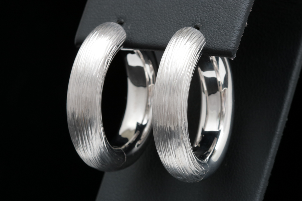 Bastian Sterling Silver Textured Hoop Earrings