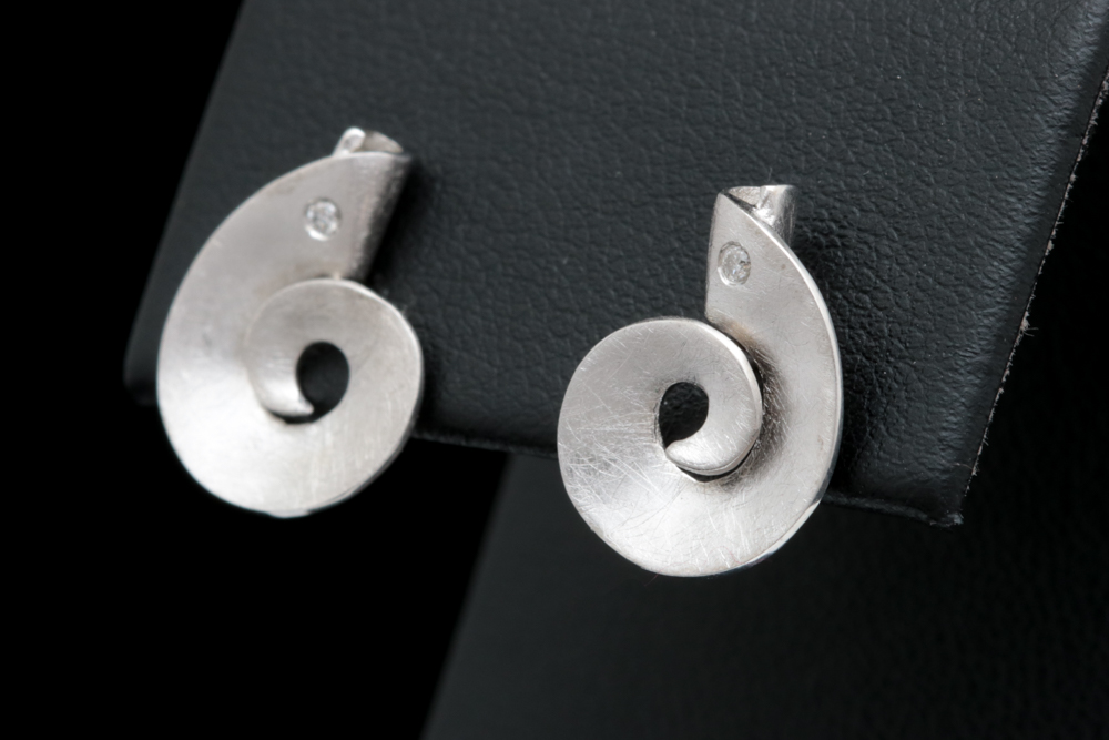 Sterling Silver and Diamond Earrings