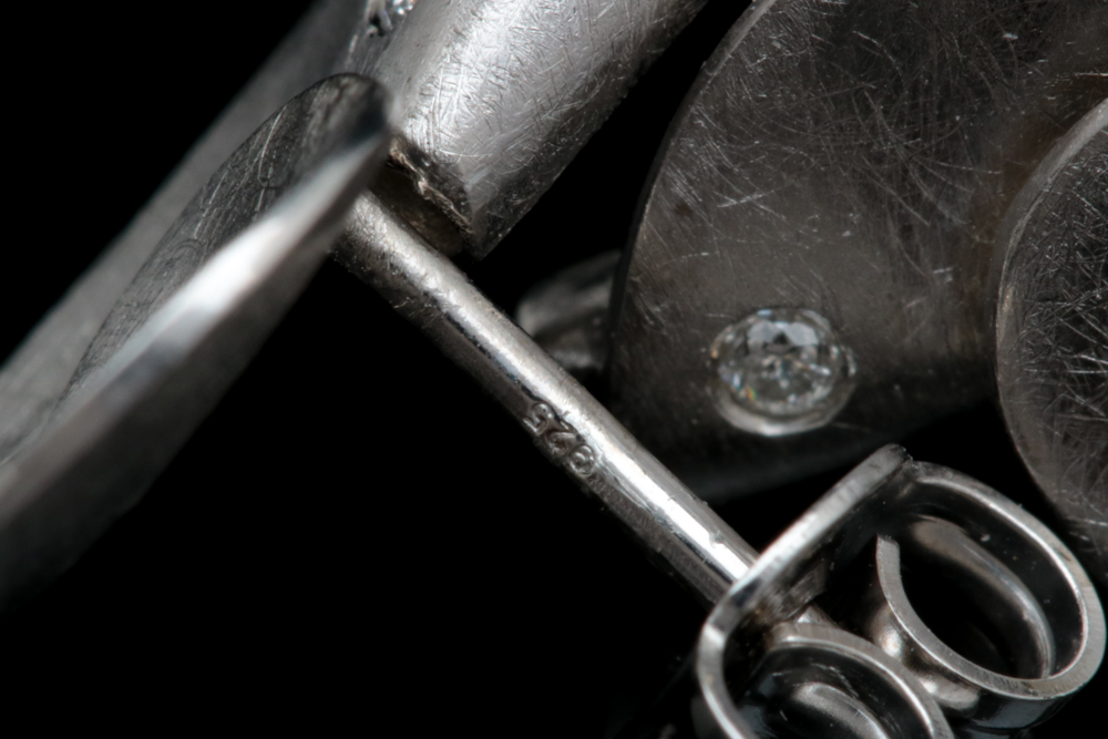 Sterling Silver and Diamond Earrings