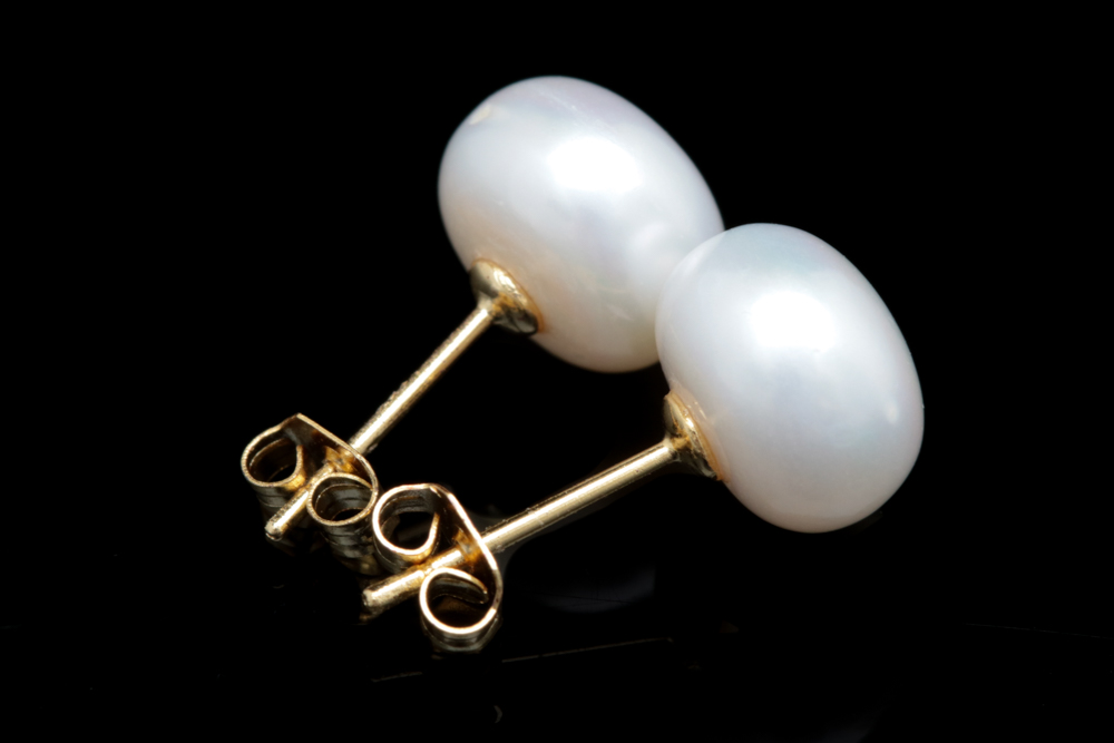 14K Yellow Gold and Pearl Stud Earrings