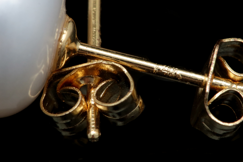 14K Yellow Gold and Pearl Stud Earrings