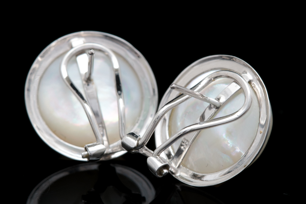 14K White Gold and Mabé Pearl Earrings