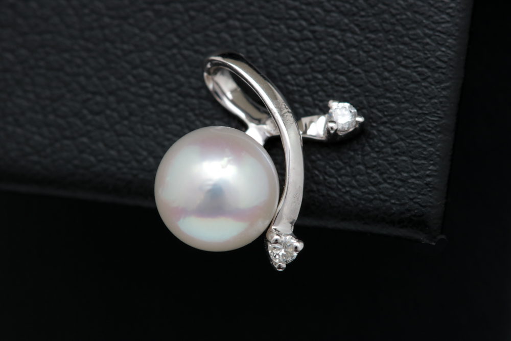 14K White Gold, Akoya Pearl and Diamond Earrings