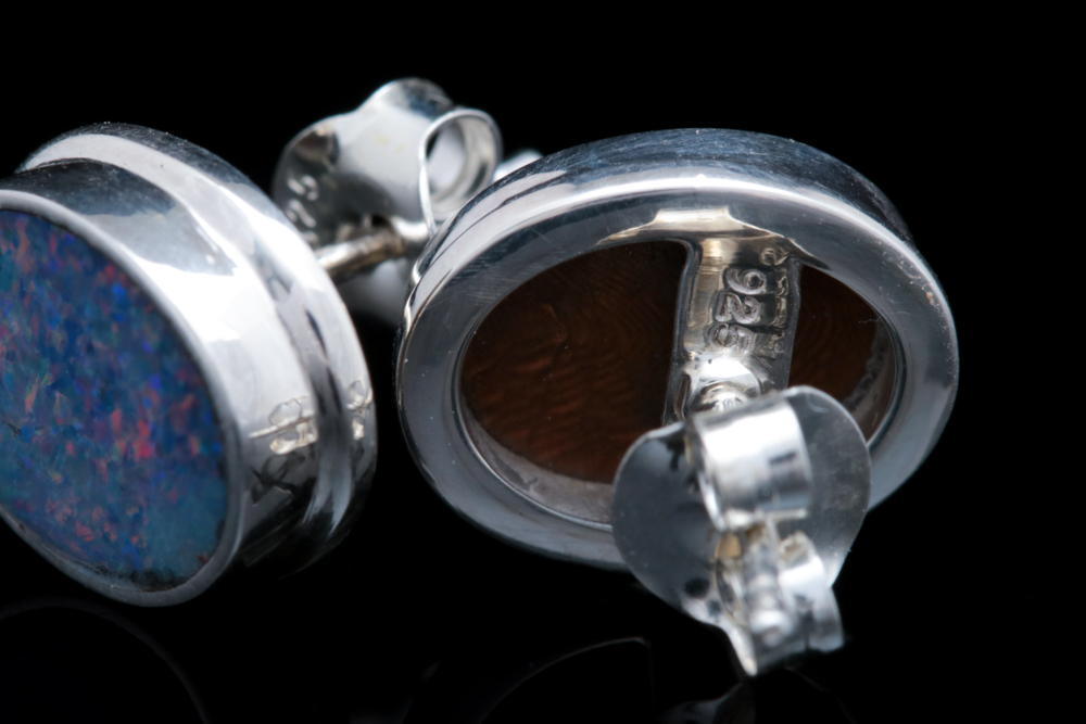 Sterling Silver and Opal Doublet Earrings