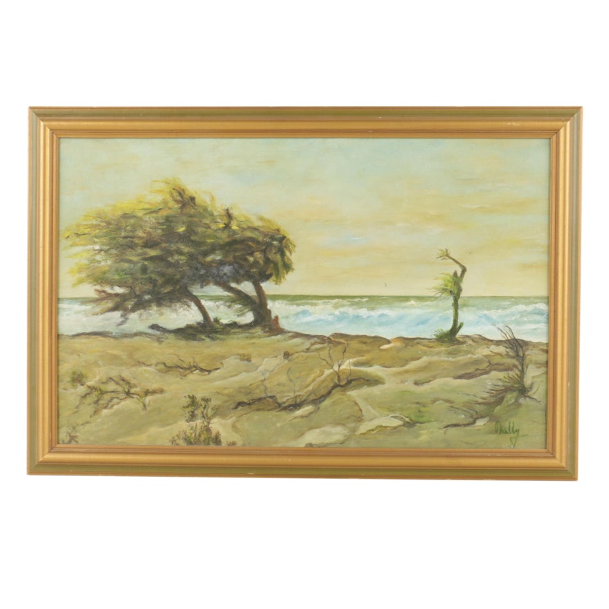 Kelly Oil Painting of a Seafront Landscape