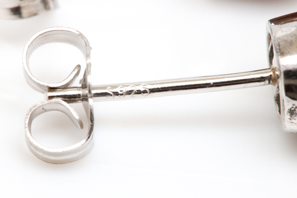 Sterling Silver and Brown Pearl Stud Earrings