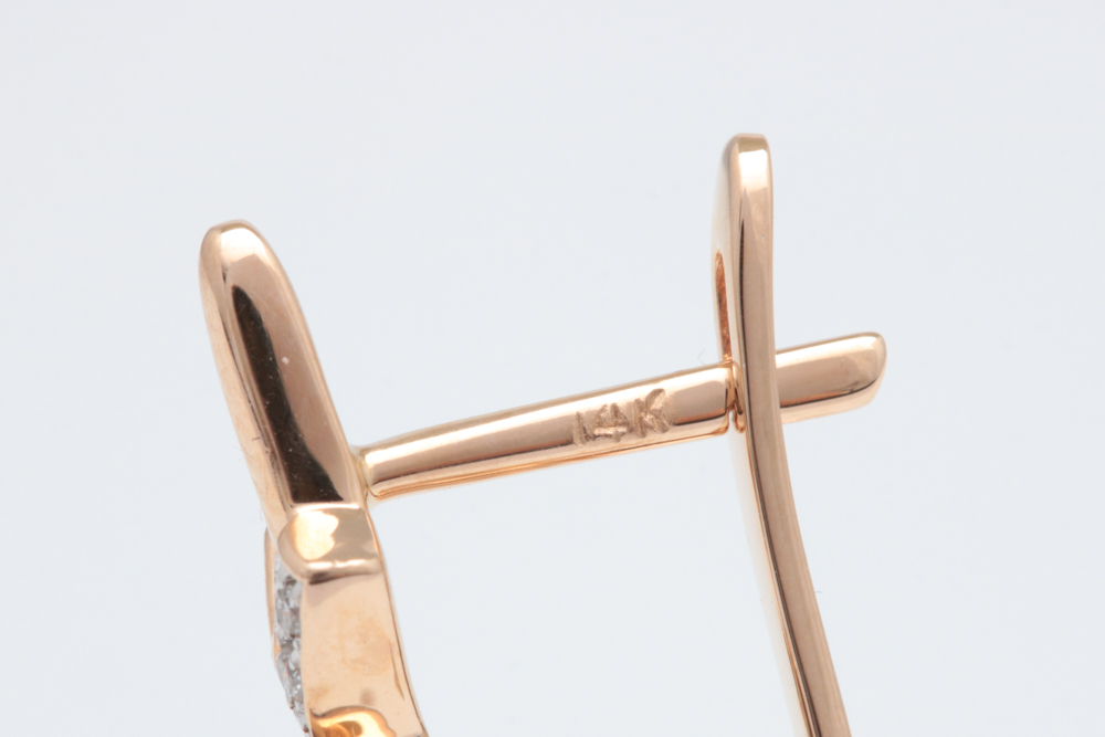 14K Rose Gold, 1.87 CTW Blue Sapphire and Diamond Drop Earrings