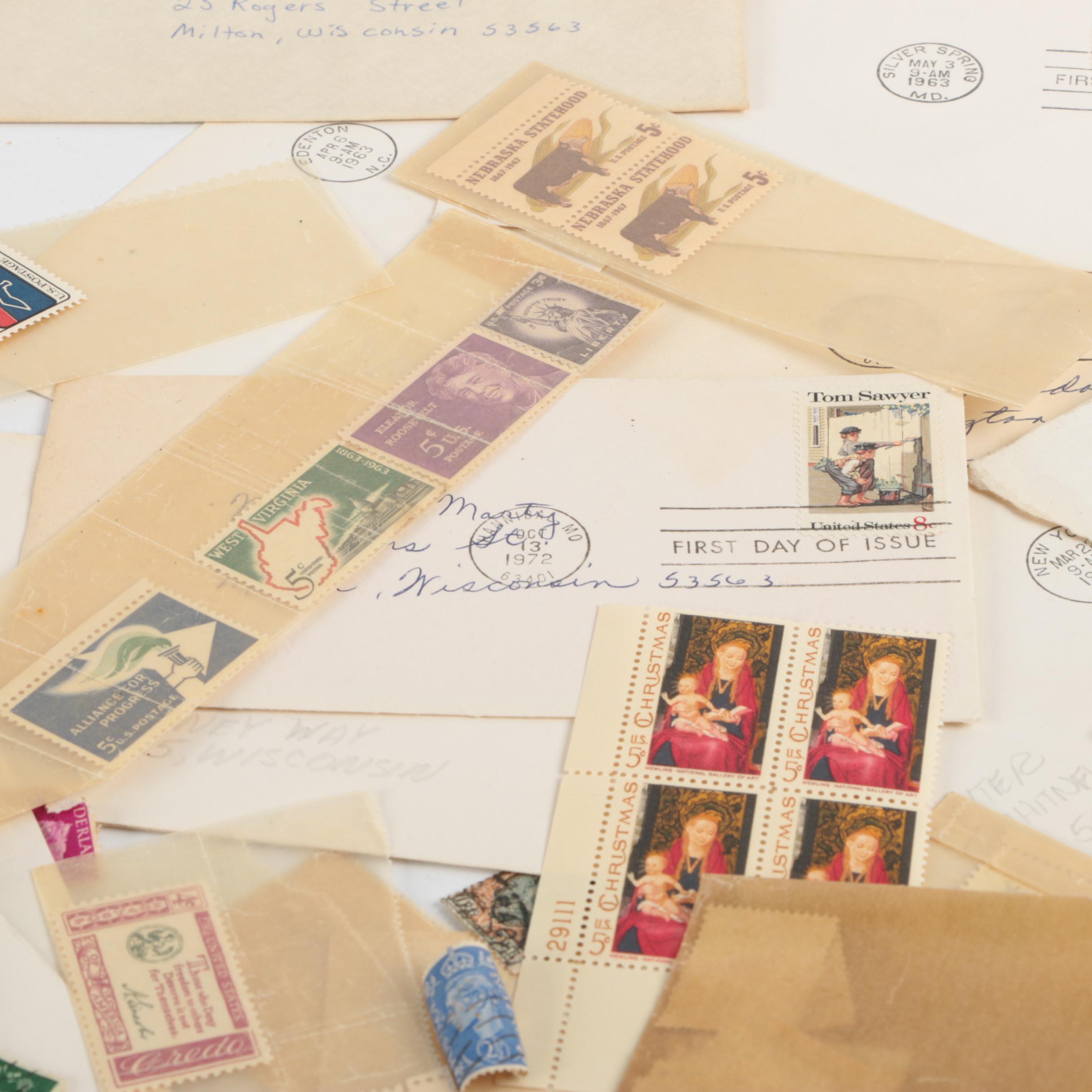 Vintage United States and Foreign Stamp Collection Including First Day Covers