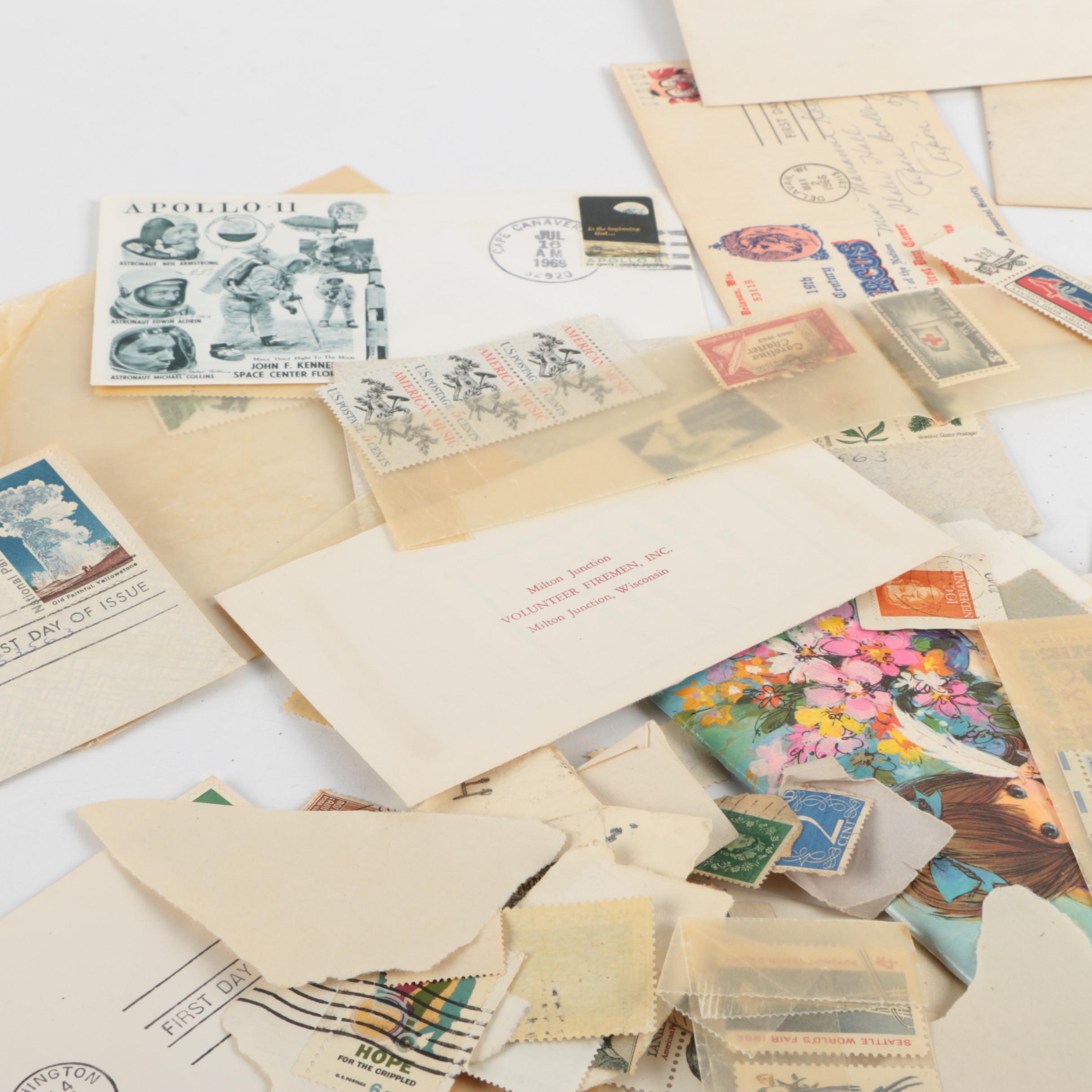 Vintage United States and Foreign Stamp Collection Including First Day Covers