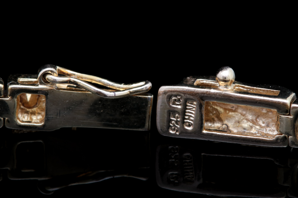 Gold Wash on Sterling Silver, Emerald and Diamond Bracelet