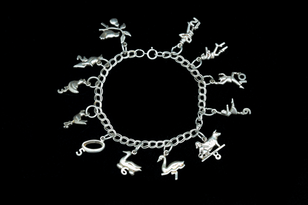 Sterling Silver "Twelve Days of Christmas" Themed Charm Bracelet