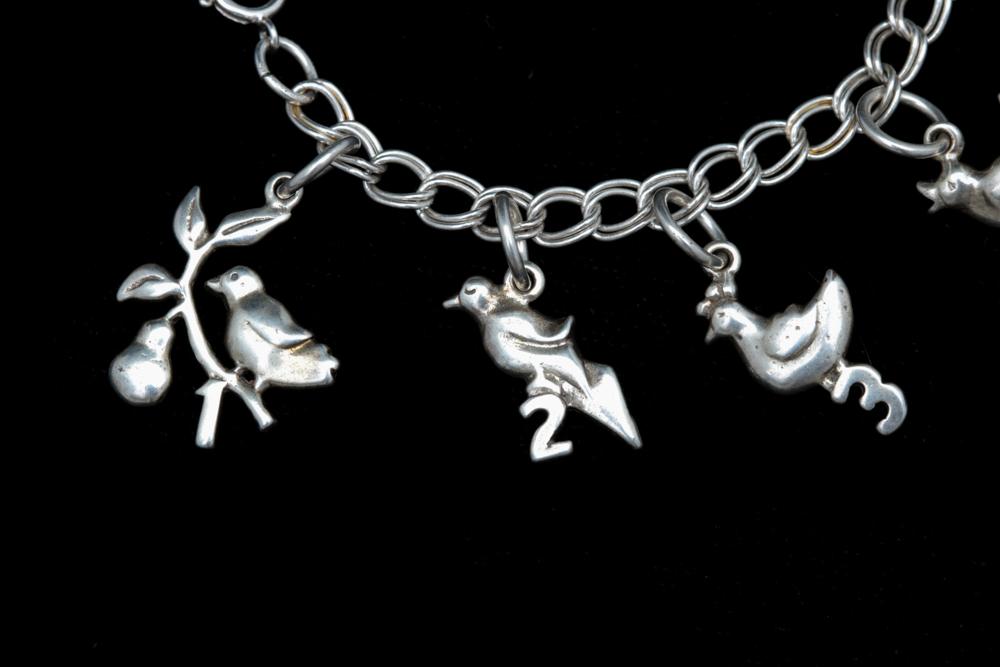 Sterling Silver "Twelve Days of Christmas" Themed Charm Bracelet