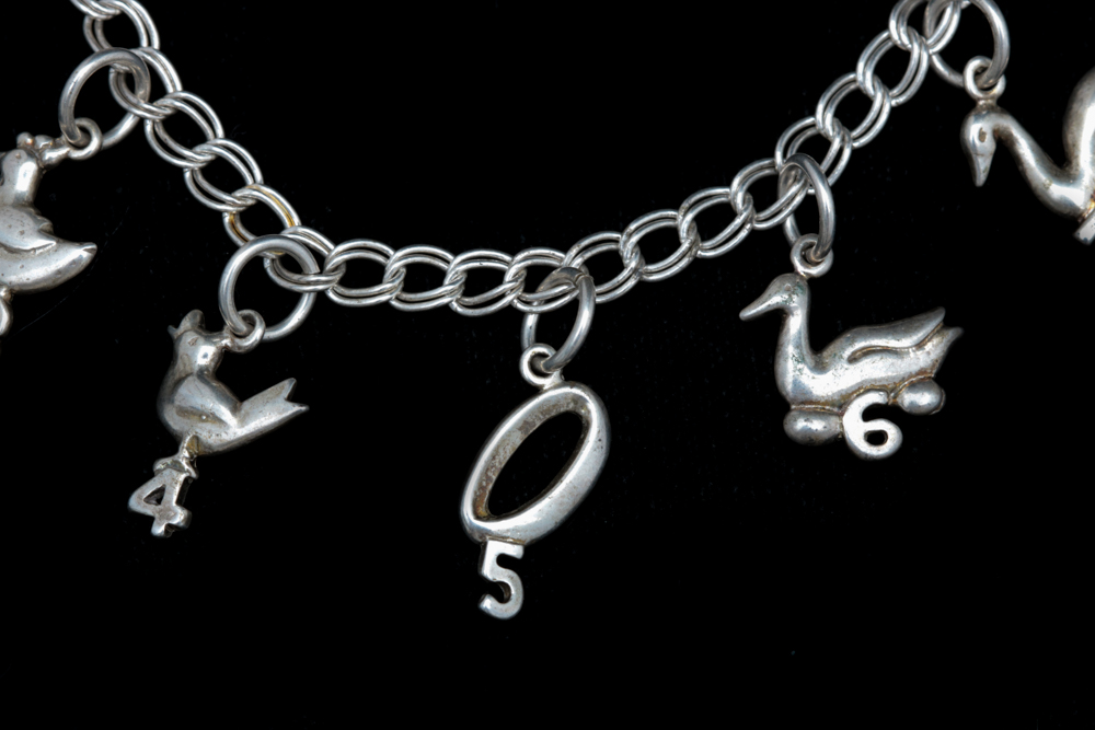 Sterling Silver "Twelve Days of Christmas" Themed Charm Bracelet