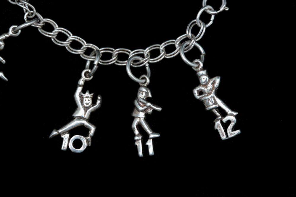 Sterling Silver "Twelve Days of Christmas" Themed Charm Bracelet