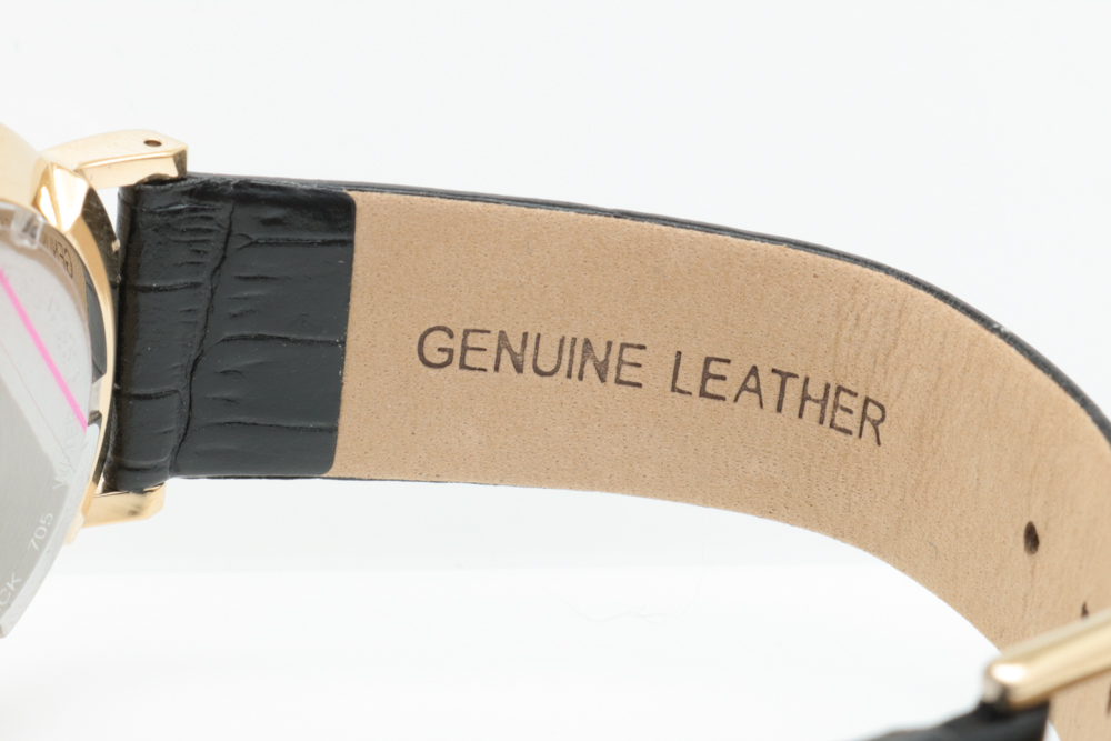 Burque Gold Toned Stainless Steel and Leather Watch