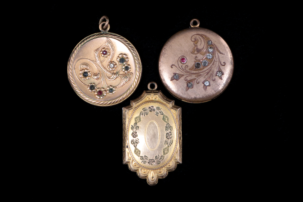 Trio of Vintage Gold Toned Lockets