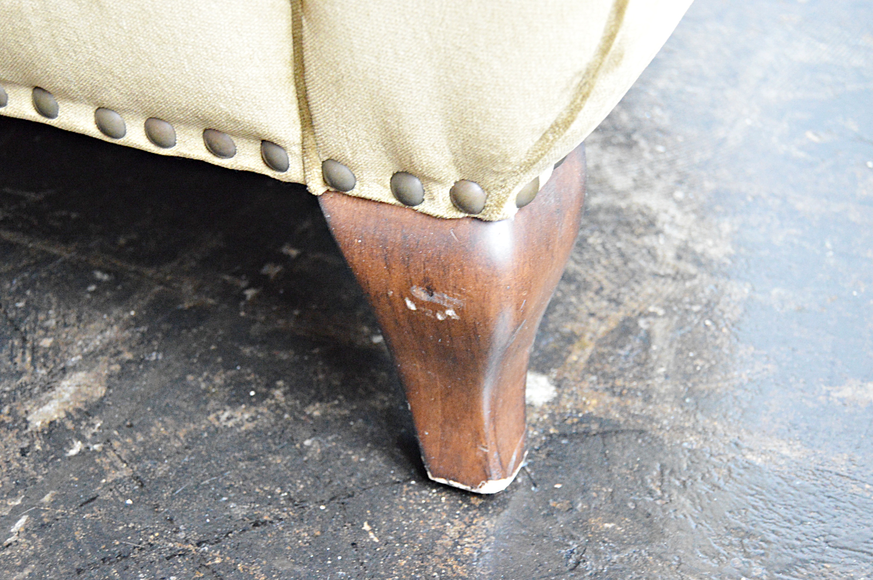 Ralph Lauren Olive Velvet Tufted Back Sofa