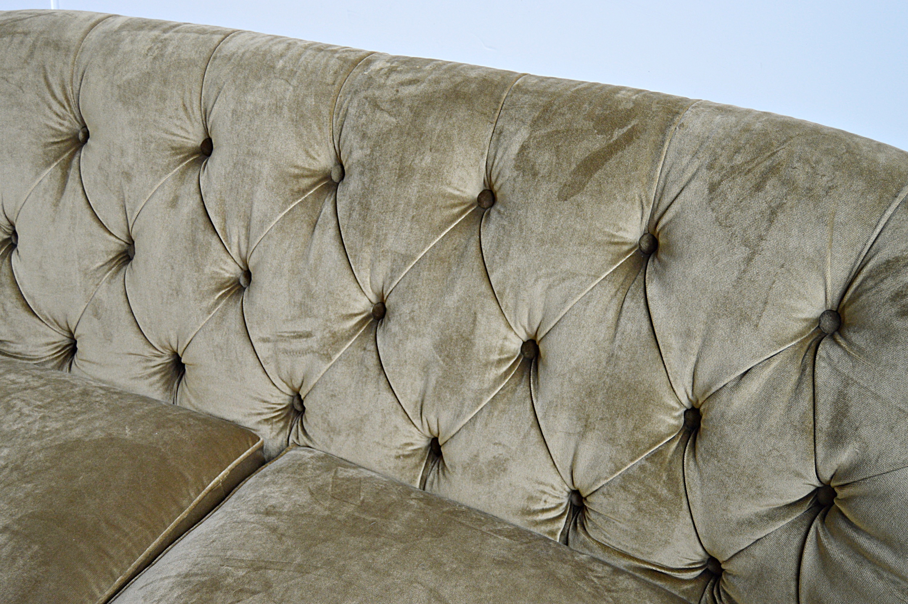 Ralph Lauren Olive Velvet Tufted Back Sofa