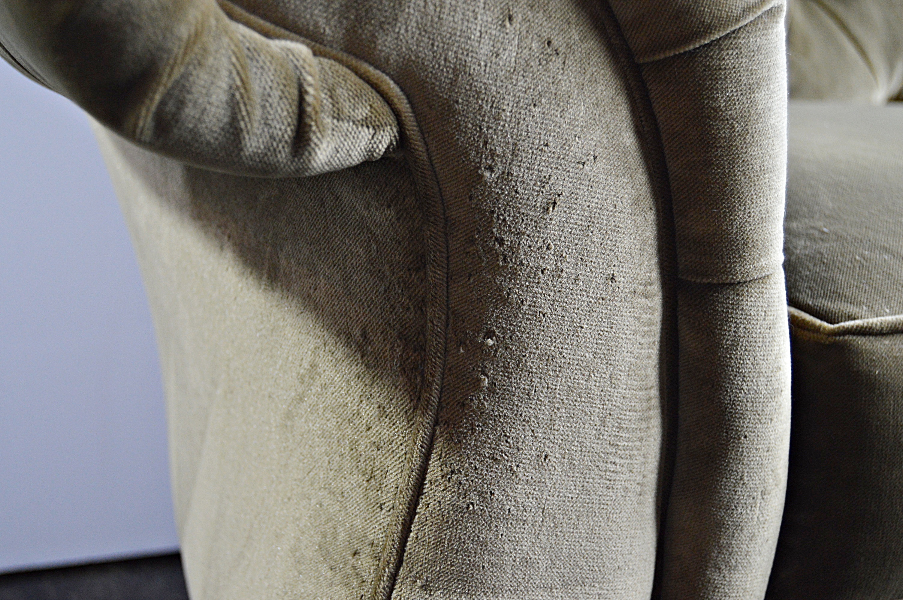 Ralph Lauren Olive Velvet Tufted Back Sofa