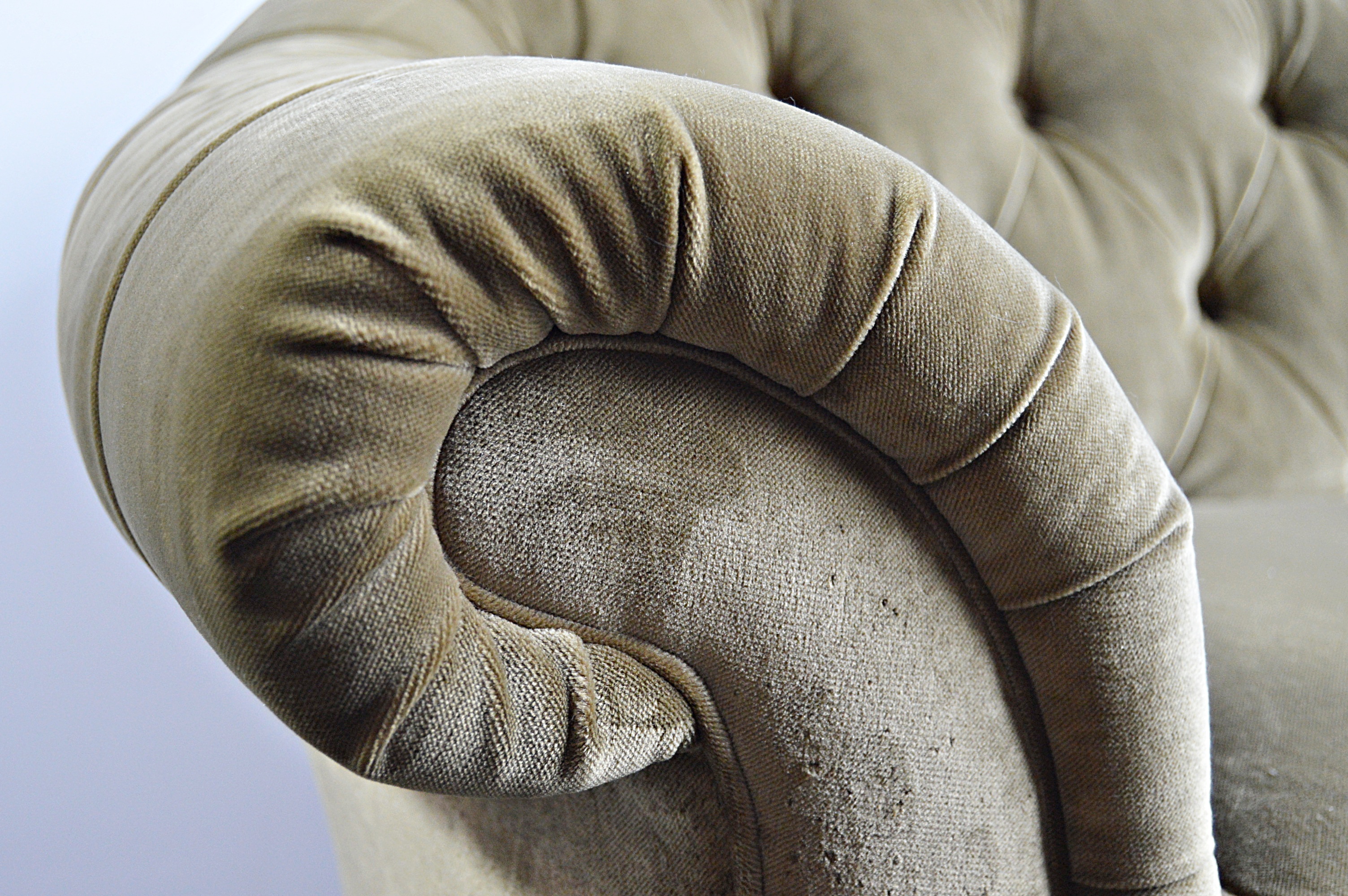 Ralph Lauren Olive Velvet Tufted Back Sofa