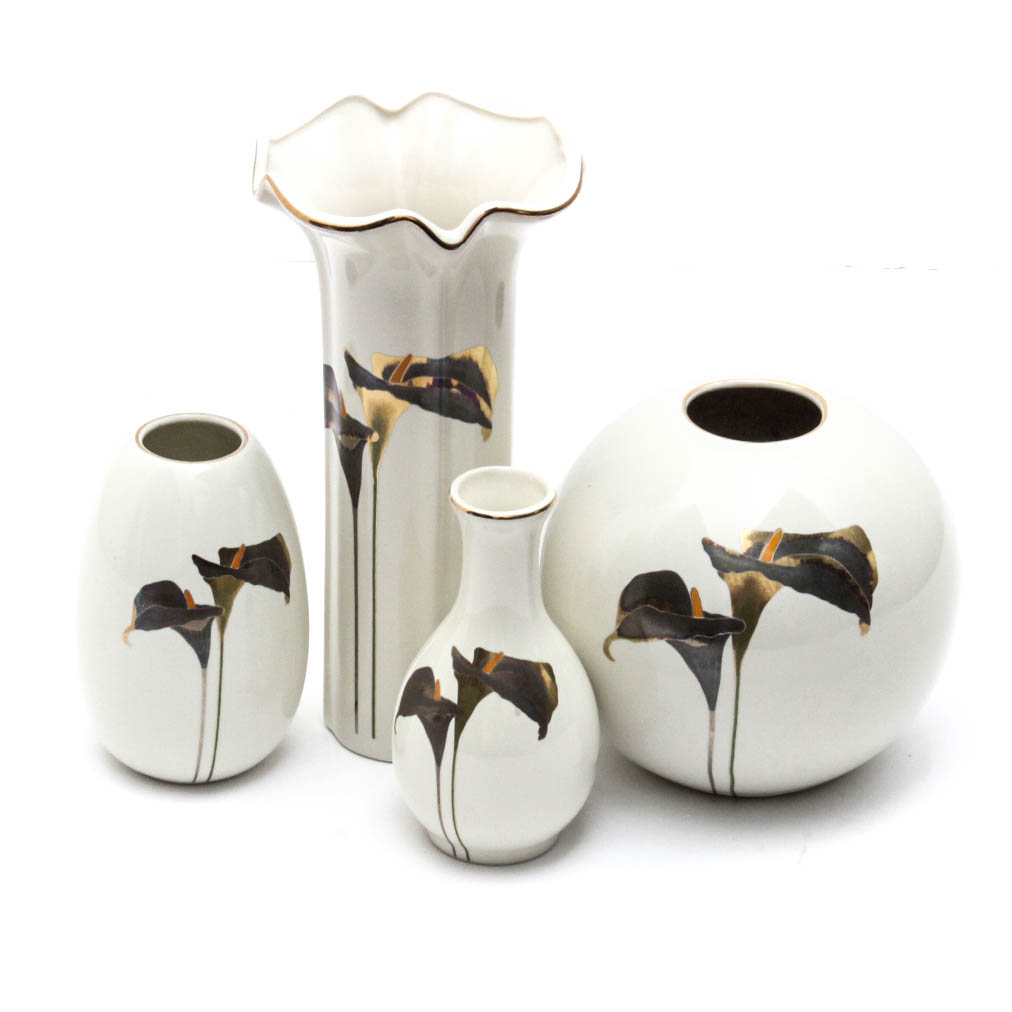 Vintage Otagiri Calla Lily Vase Set