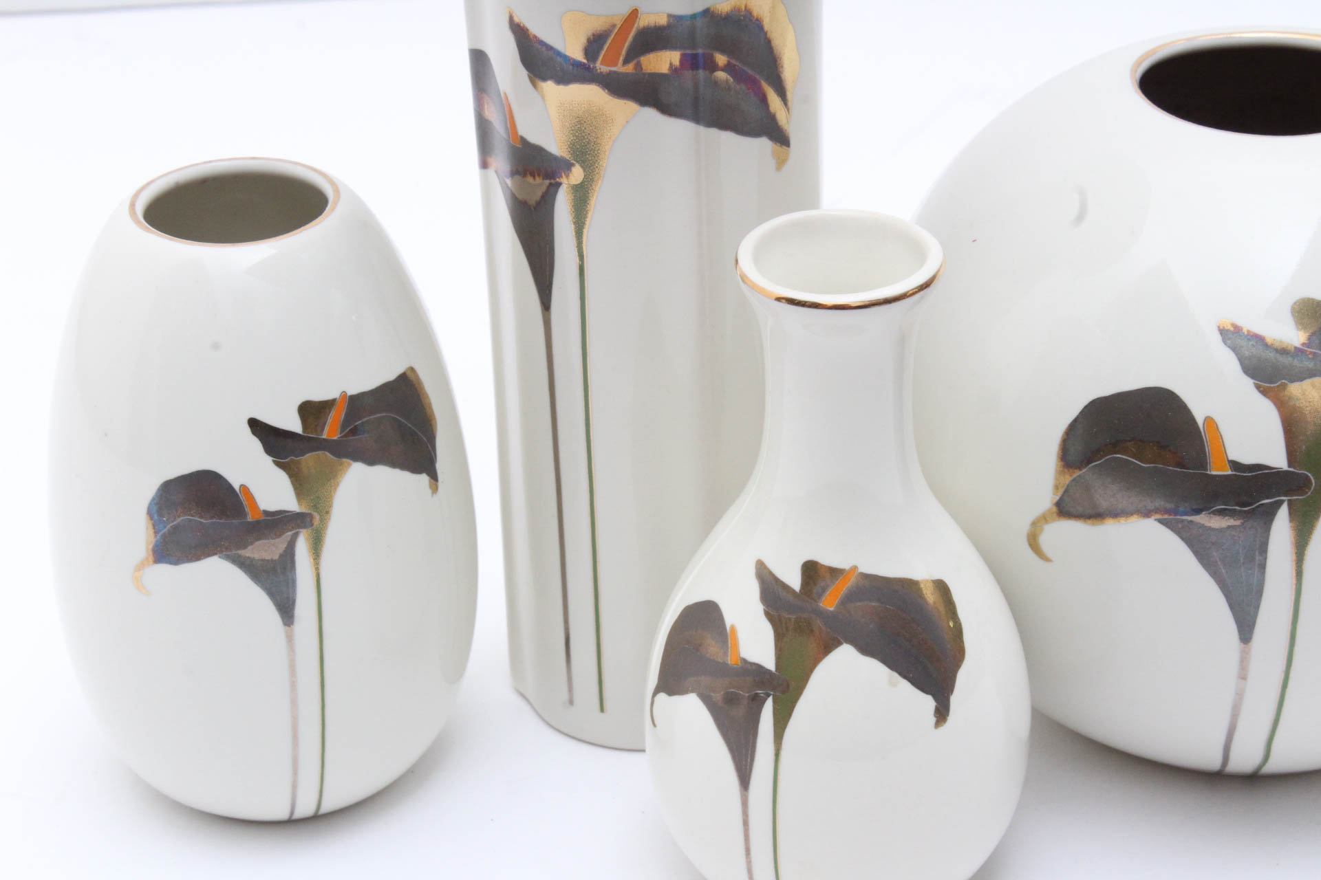 Vintage Otagiri Calla Lily Vase Set