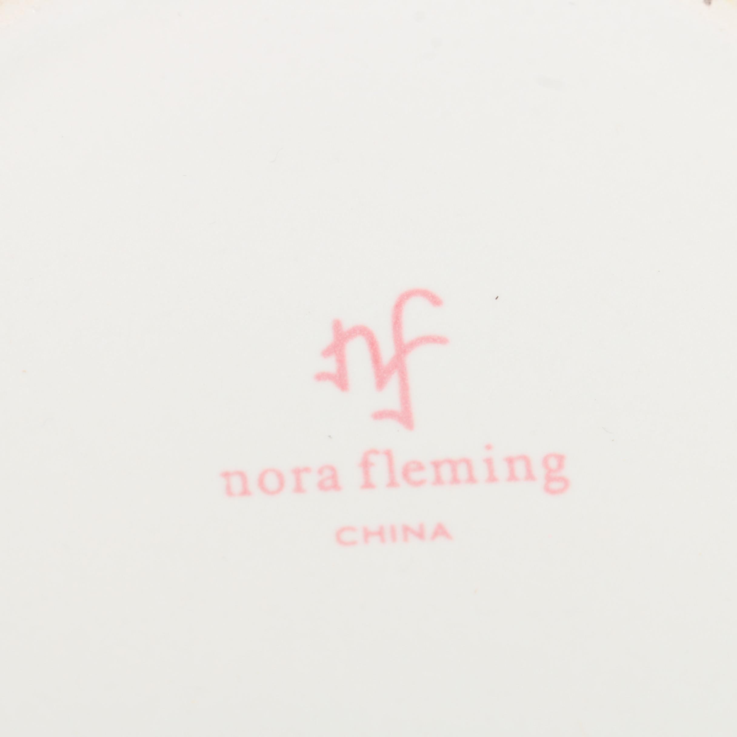 Nora Fleming Plate with Serving Dish, and Topper Figures